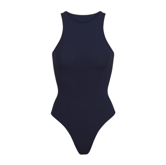 NWT SKIMS FITS EVERYBODY HIGH NECK BODYSUIT IN NAVY SIZE SMALL